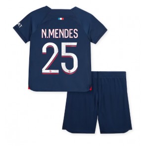 Maillot de foot Paris Saint-Germain Nuno Mendes #25 Domicile enfant 2023-24 Manches Courte (+ pantalon court)
